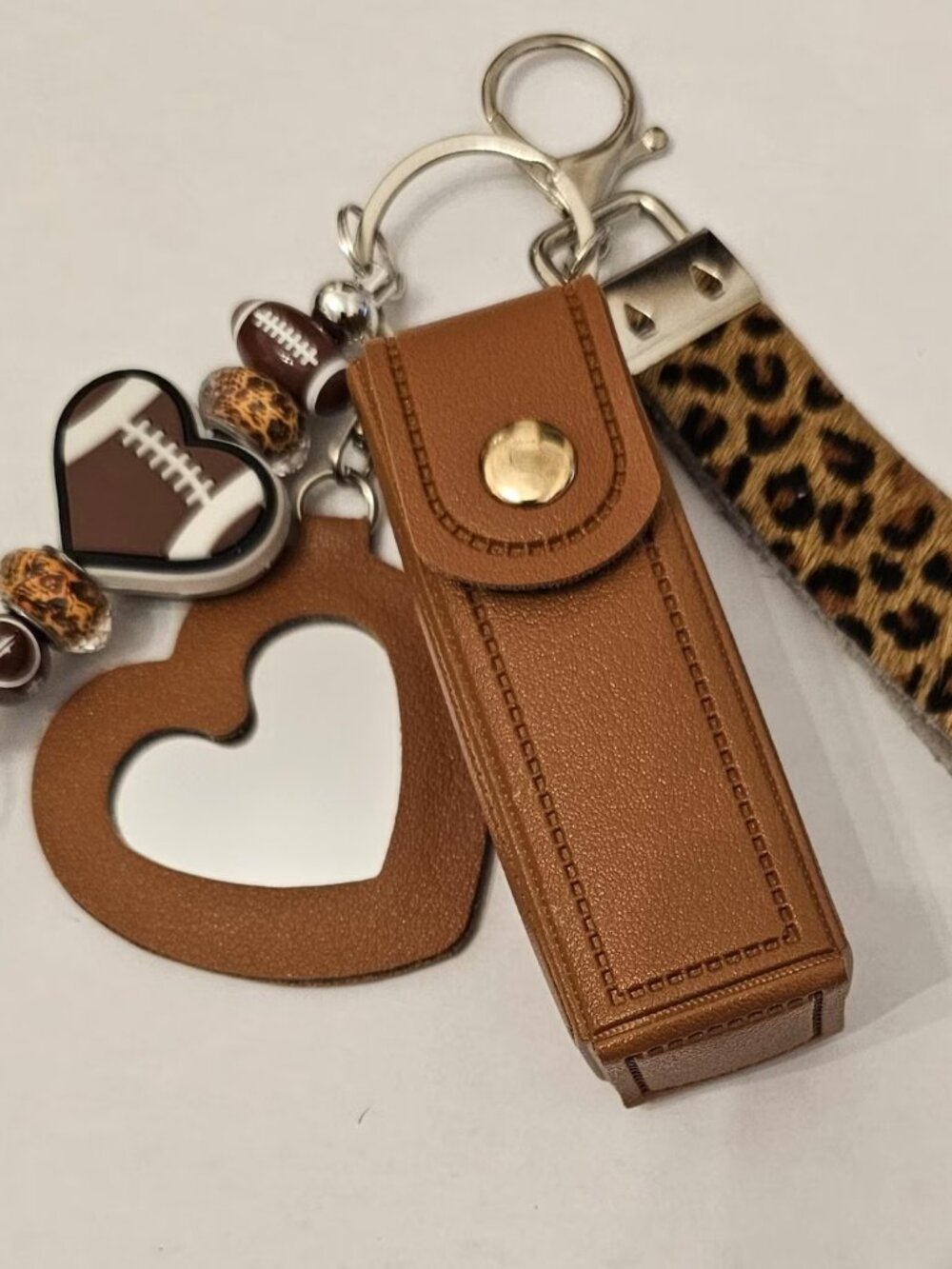 Football Fan Lipstick Case Charm, Cute Mirror Bag Charm, Purse Accessory,